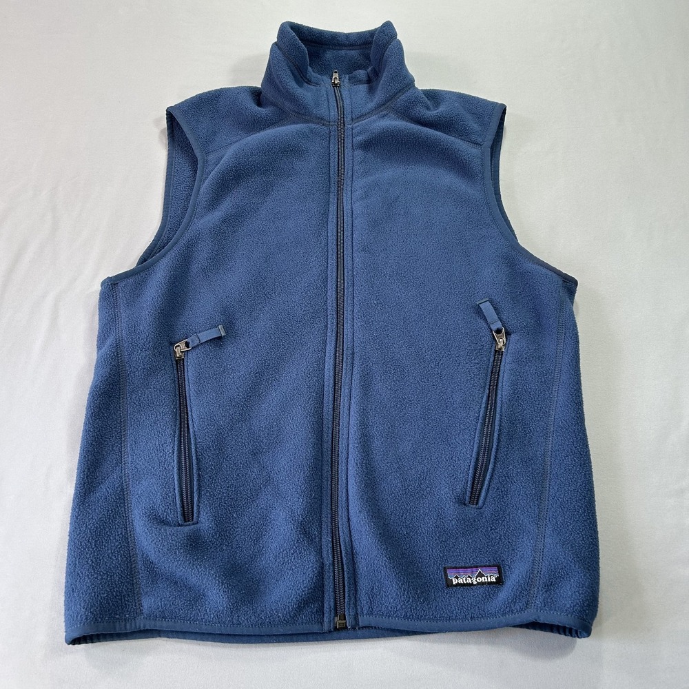 Patagonia Synchilla Fleece Vest Mens Small Blue Full Zip‎ Outdoor Hiking Classic